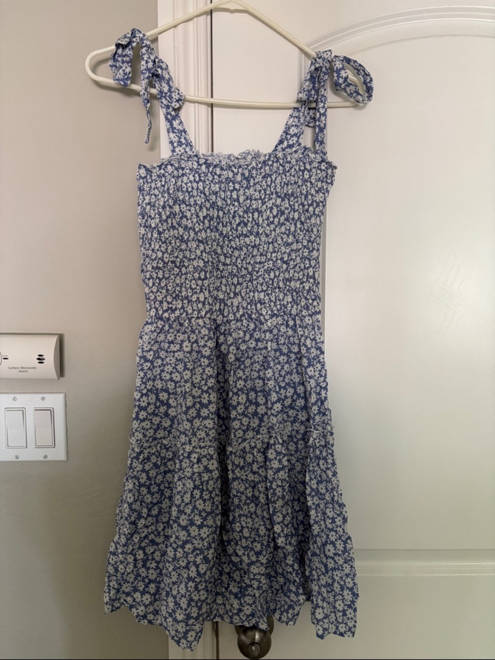 Blue Floral Tie-Shoulder Sundress Small